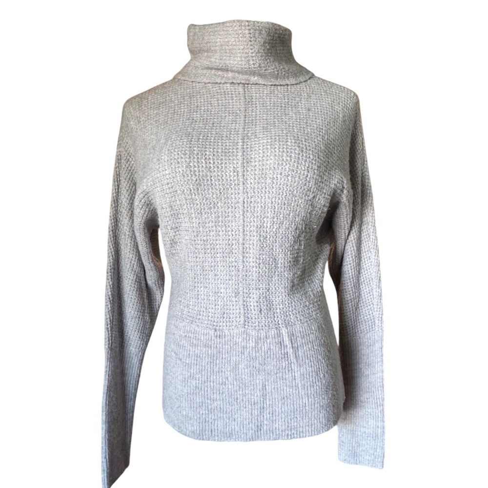 Express Turtleneck Sweater Womens XS Gray Waffle Knit Cowl Neck Long Sleeve Soft